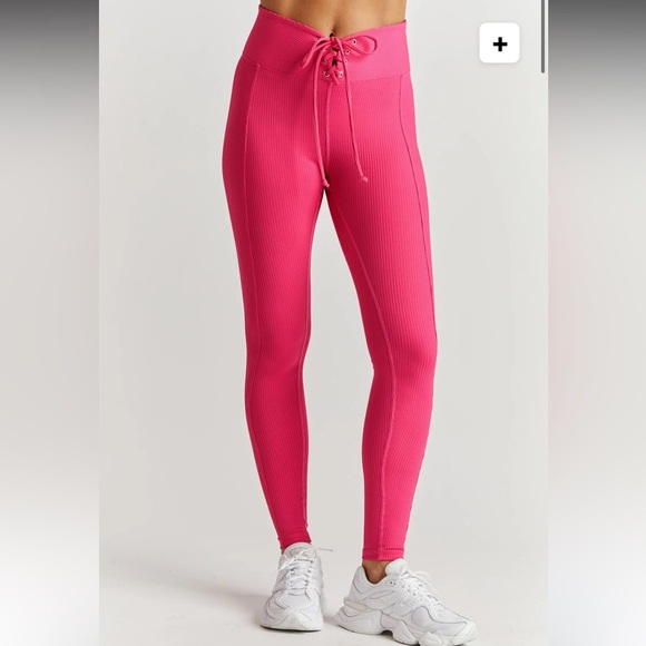 Year of Ours Pants - YEAR OF OURS RIBBED FOOTBALL MAGENTA PINK LEGGINGS